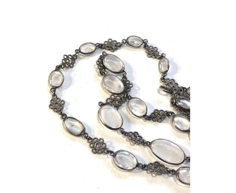 Vintage silver and moonstone necklace measures apprx 63cm long moonstone panels measure 12mm by 8mm 