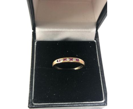 g9ct old diamond &amp; ruby channel set band ring weight 1.5g 