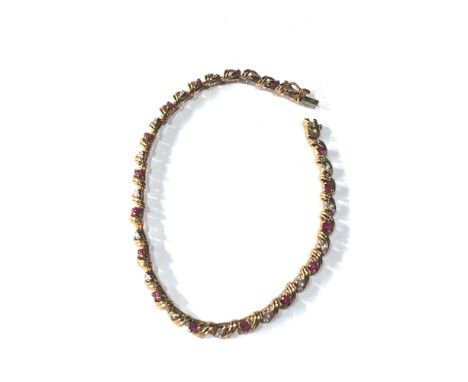 9ct gold ruby diamond bracelet weight 5.8g 
