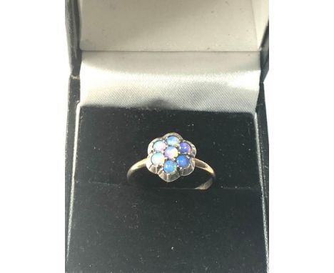 9ct gold antique silver top opal ring 