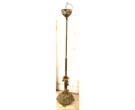 Victorian ornate telescopic oil lamp converted to electric, untested, some damage please view images 