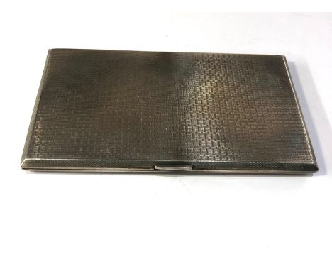 Large heavy silver engine turned cigarette case weight 220g 