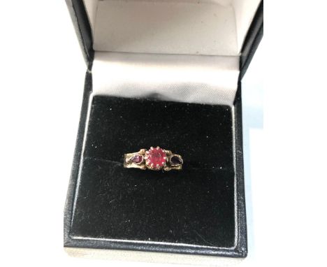Antique gold synthetic ruby ring  xrt tested as 18ct gold weight of ring 1.2g 