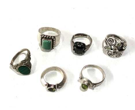 6 vintage silver rings 