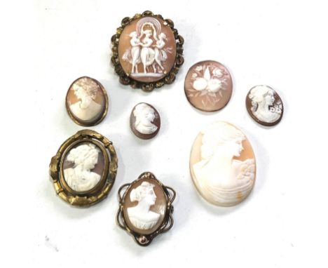Selection of vintage cameos some framed largest measures approx 5.8cm by 4.9cm 