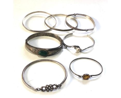 Selection vintage silver bangles weight 62g 