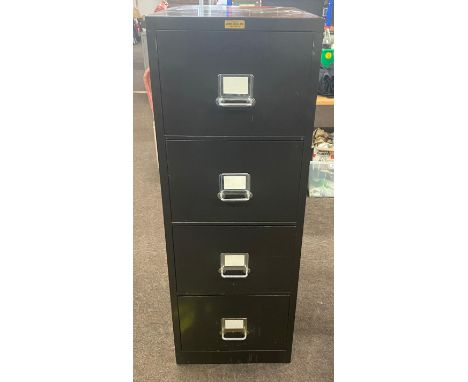Vintage metal 4 draw filing cabinet, measures approx height 52" depth 54" width 18.5" 