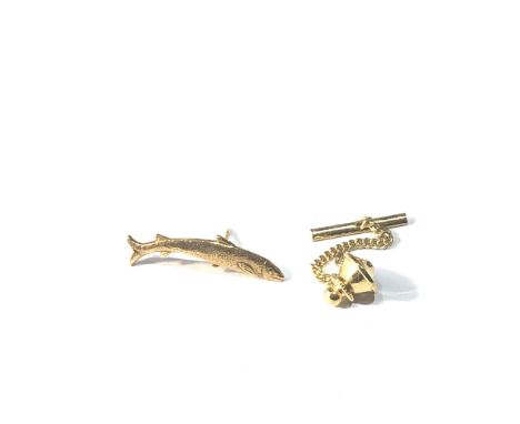 9ct gold fish tie pin weight 1.6g 