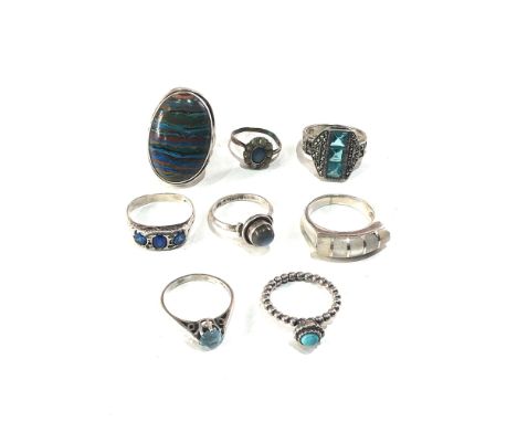 Selection of vintage silver rings weight 36g 