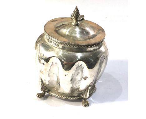 Antique silver tea caddy Birmingham silver hallmarks weight 155g age related dents and marks 