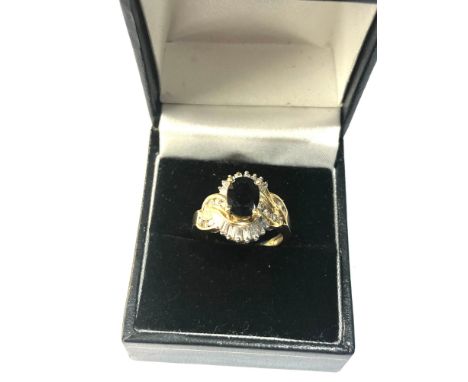 14ct gold sapphire mixed cut diamond ring weight 5.7g 