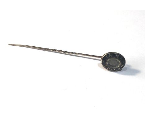 Antique gold &amp; enamel IN MEMORY OF  Victorian mourning locket pin measures approx 8.3cm long head measures approx  1.6cmb