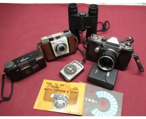 Topcon R 35mm camera with 1:1.8cm lens  with original instructions and leather case (A/F), Kodak Colorsnap 35 model 2 camera,