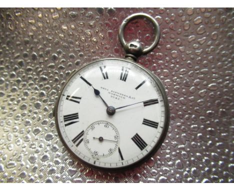 Beha Schwerer &amp; Co, Norwich, Victorian silver open faced key wound pocket watch, three piece double bottomed hinged case 