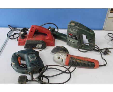 Hand held power tools including Bosch PFZ550 reciprocating saw, unbranded planer etc (4) 