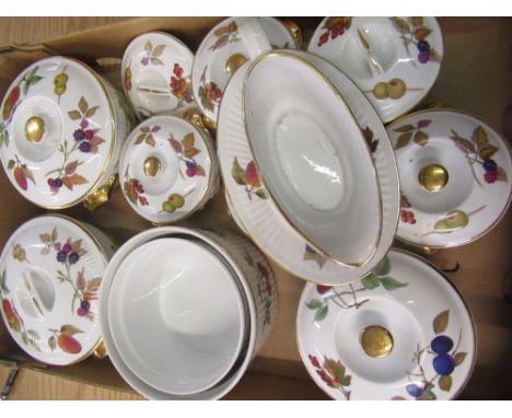 Royal Worcester  Evesham, pair of lidded serving tureens and other matching table ware including two, soufflé dishes, lidded 