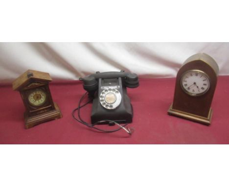 Black telephone,French mantle clock and other clock 