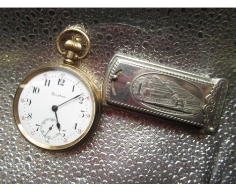 W Avery &amp; Son Redditch Liverpool Exhibition 1886 silver plated souvenir needle case, with hinged top, decorated in relief