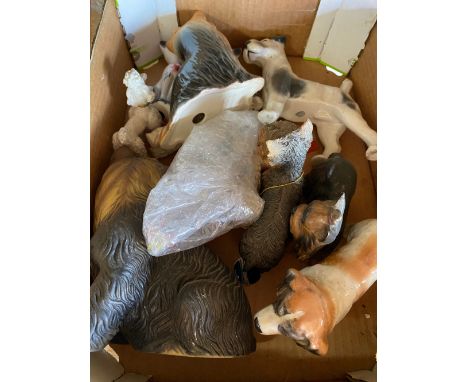 Collection of glassware and ceramic animals (2 boxes) 