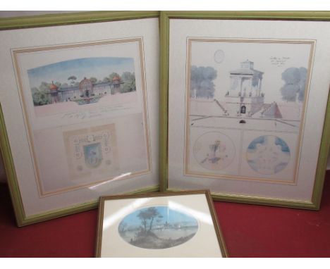 Continental School (C19th); 'Elbeuf, Normandy', pencil over coloured ground, possibly signed "Andill", 19cm x 26cm, and two c