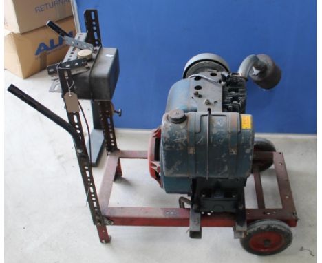 Kohler stationary petrol engine on two wheel trolley (for restoration). 