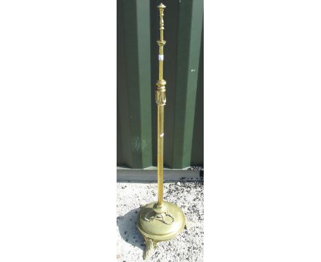 Early C20th brass freestanding telescopic oil lamp, fully extended H215cm (requires some assembly) 