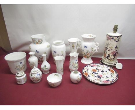 Collection of Aynsley Cottage Garden ware and a Masons Mandalay lamp and plate 