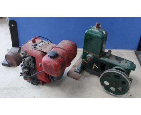 Portable petrol engine and a stationary pulley drive 