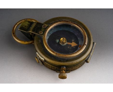 WW1 British Compass complete with leather carrying case. Maker marked and dated "LF Sky &amp; Co. Ltd, London 1917". 