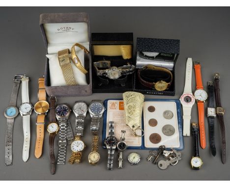 Quantity of vintage wristwatches etc. to include a 9ct gold ladies Rotary wristwatch. (1 bag) 