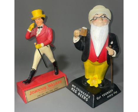 A Wm (William) Youngers "Keg Beer" bar advertising figure and a Johnnie Walker Scotch Whiskey advertising figure (2) 