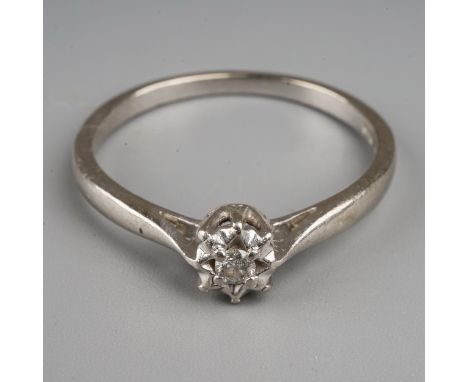 A platinum and diamond solitaire ring, size P, gross weight approx 3g 