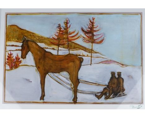 Billy Childish (b.1959)Sledge Horseprint, 25 x 35cmsigned in colour pencil on the mount, titled and dated 2013 verso, framed 