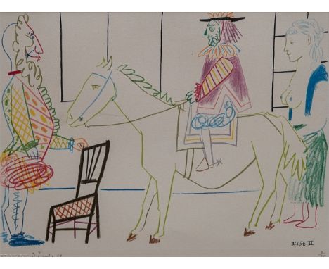 Pablo Picasso (Spanish 1881-1973)The Clown and Circus Rider (La Comedie Humaine) 31.1.54. VII (1954) limited edition colour l
