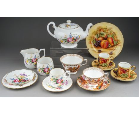 A collection of Aynsley Orchard Gold, Abbeydale tea wares, four pieces of miscellaneous Royal Crown Derby teawares, etc, the 