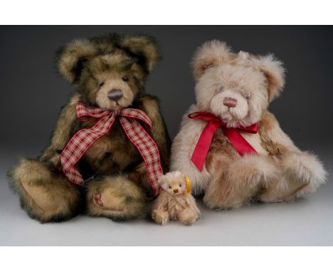 2 jointed Charlie bears together with a small jointed Steiff bear (3) 