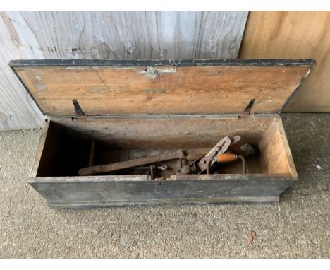 Wooden Box and Contents - Tools 