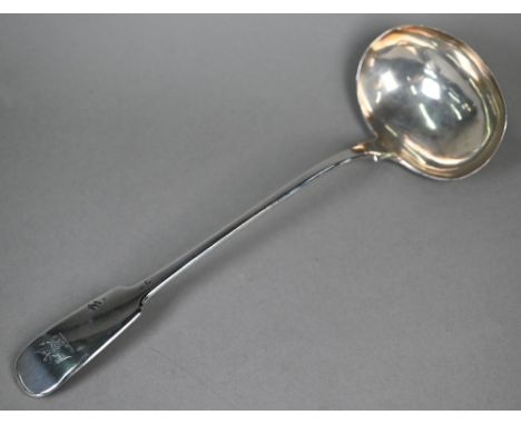 An antique (possibly Inverness assay) fiddle pattern soup ladle, maker T &amp; Co. (similar mark Jackson p548), 7oz, 34cm 