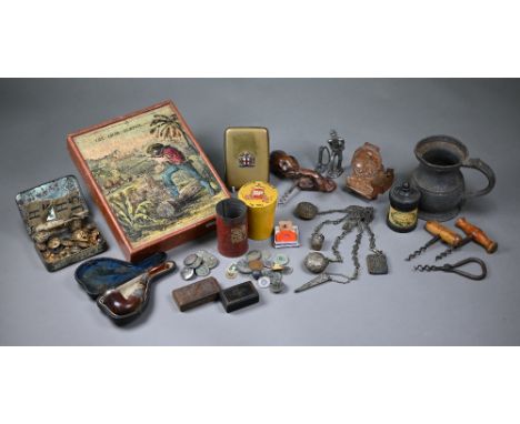 A 19th century cased continental briar pipe with white metal mounts and amber stem, to/w an EP chatelaine, wooden jigsaw 'The