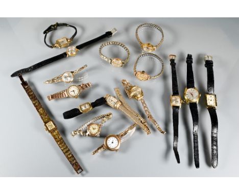 Assorted ladies wristwatches, most 9ct gold cased including Avia, Rotary, Timex, Felca, Medana, Tissot, all a/f (16) 