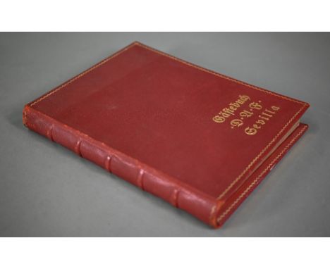 A German gilt-tooled red Morocco leather visitors' book, Seville 1938 - 1943, signed and inscribed by many military, politica