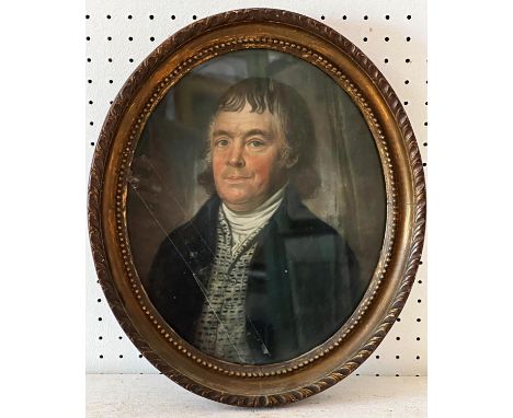 Quarter Portrait of a Georgian Gentleman (early 19th century), unsigned, pastel, 22.7 x 28 cm, oval framed 