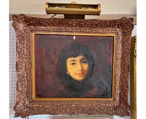 Portrait of a Woman, (French School, 19th/20th Century) - oil on masonite, monogrammed indistinctly lower left, 45.7 x 35.8 c