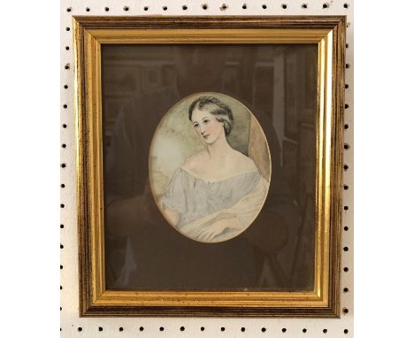 Two Works to Include: Portrait of a Lady in Blue Dress, watercolour and pencil on paper, approx. 11 x 13.5 cm; together with 