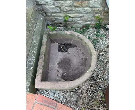 A natural stone D end trough, approx 70cm x 64cm x 25cm deep, to be viewed and collected: Crossways Chapel, Thornbury, BS35 3