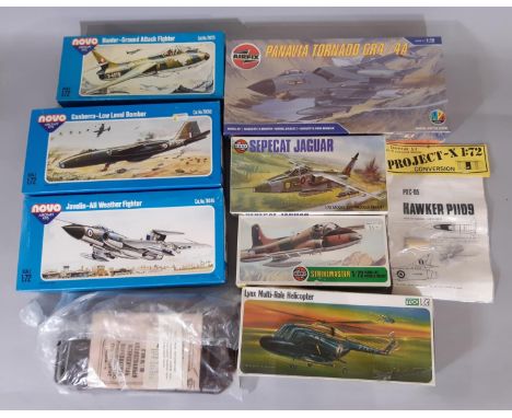 9 boxed model aircraft kits 1:72 scale including kits by Novo, Airfix, Frog and Project X. All un-started- see photos for det