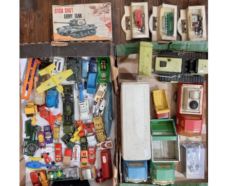 Mixed collection of model vehicles including 5 Tonka lorries and trucks, a boxful of play worn vehicles mainly by Corgi and M