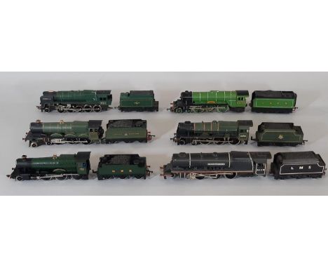 Six OO gauge locomotives and tender including Manor Class 4-6-0 7802 'Bradley Manor' in GWR Green by Bachmann, Duchess Class 