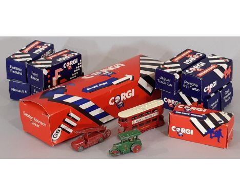 Boxed 1980's model vehicles by Corgi including Seddon Atkinson Tanker, Pontiac Firebird, Jaguar Track Car, Ferrari 308 etc to