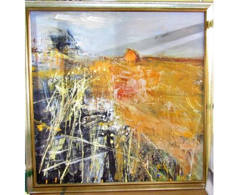After Joan Eardley (1921-1963) - 'Summer Fields' (1961), large framed print on canvas, 116.5 x 117.5 cm 